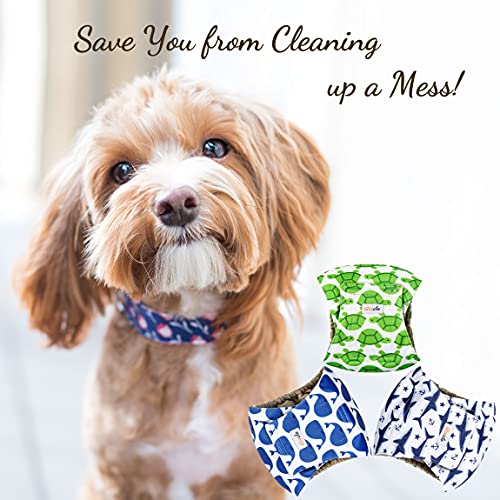 Grecle Premium Male Dog Wraps - High Absorbency Male Dog Diapers (Pack Of 3) - Washable Belly Band For Male Dogs Incontinence And Puppy Training (Whale, S) #TOP6