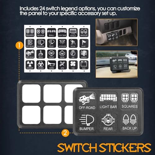 Boîte de commande à 6 circuits avec relais étanche et étiquettes pour automobile - 4