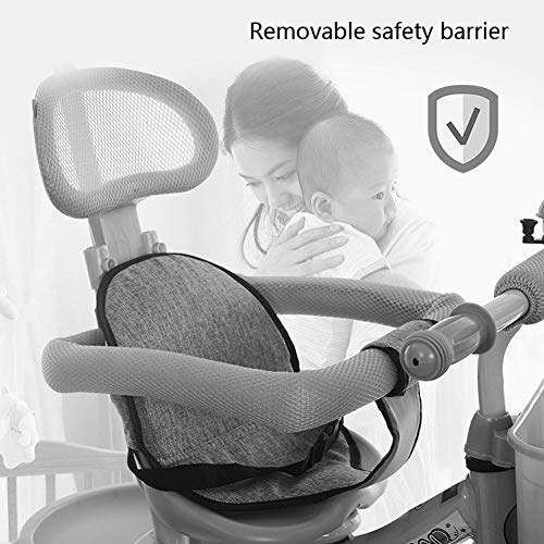 3 in 1 kinderfiets kinderwagen kinderwagen 1-3-2-6 jaar oude driewieler met duwstang veiligheidshek (kleur: roze) (roze) - Afbeelding 8