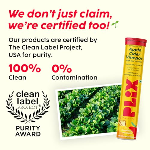 Image of THE PLANT FIX Apple Cider Vinegar Effervescent Tablet with mother | Supports Metabolism & Appetite Control I With 500mg ACV, Vit B6 & B12 I No Maltodextrin, No Added Sugar I Pack of 4 (60 tablets)