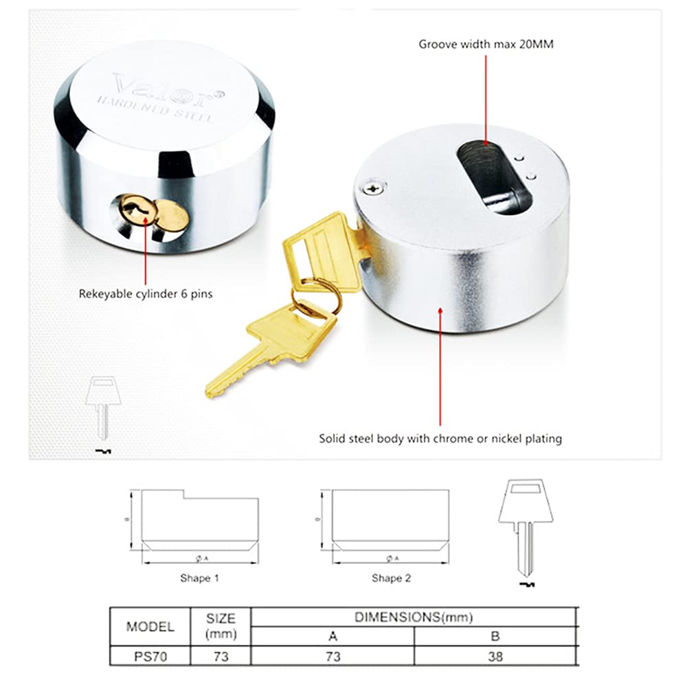Confezione da 2 Voche ® Heavy Duty lucchetto e Van Lock set con bulloni di fissa