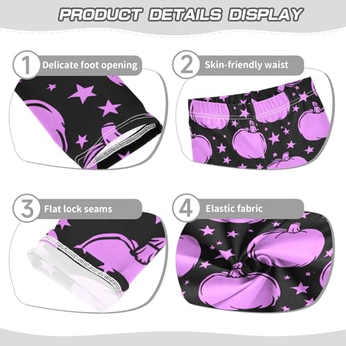 Purple Pumpkin Silhouette Print Girls Leggings Soft Stretch Workout Yoga Dance Pants for Kids Casual Tights3