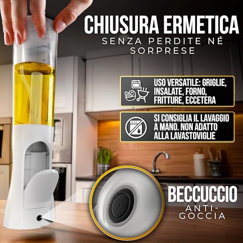 Spruzzatore di olio. Vaporizzatore dell'olio da cucina, olio spray per olio d'oliva e limone, distributore di olio, dosatore di olio in spray, spray per aceto per cottura - immagine 3
