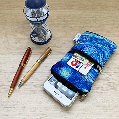 Image of Tainada Dual Zipper Neck Phone Holder Pouch w /Belt Loop (Starry Night) | For Men /Women; Water-resistant neoprene material, shockproof, lightweight, w /carabiner; Compatible with most of smartphones
