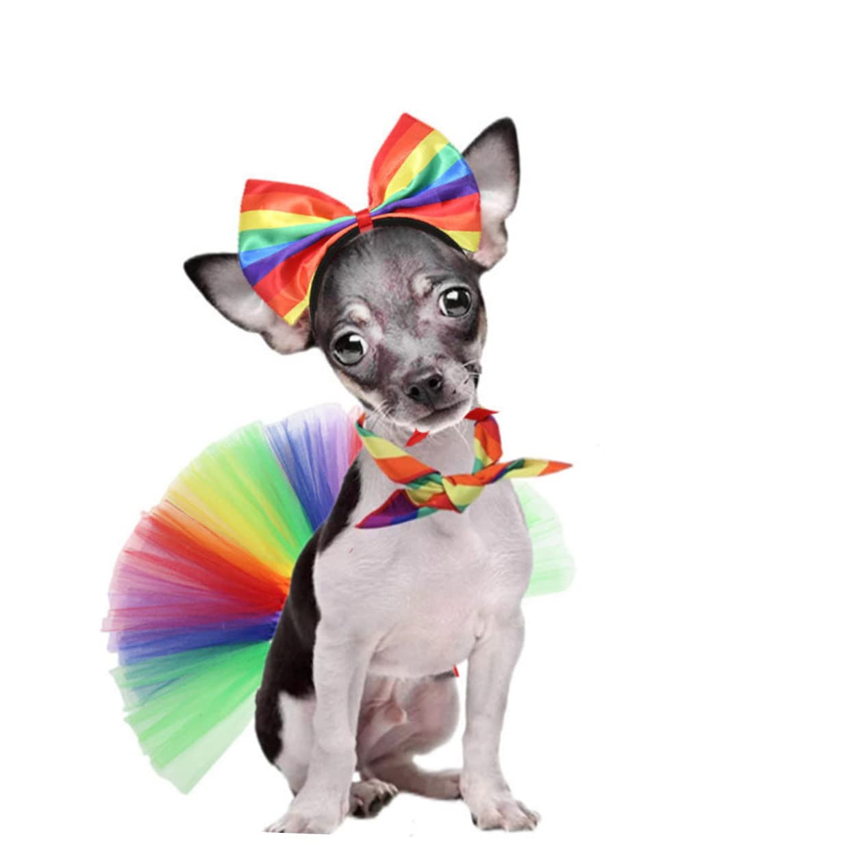 1 Set Pride Month Decorations Makeup Headband Dog Bandana Rainbow Headband Dog Tutu Dog Skirt for Small Dogs Rainbow Bandana Dog Tutu Skirt Textured Plastic Bow Tie Decorate