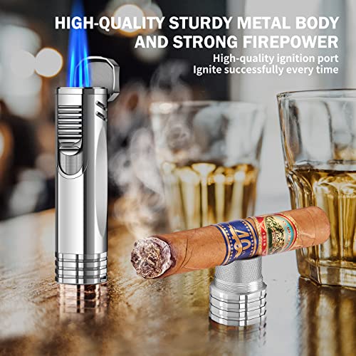 Encendedor a gas con llama triple para cigarros miniatura 4