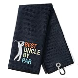 DYJYBMY Best Uncle by Par Embroidered Golf Towel with Clip, Funny Golf Accessories for Men, Father's Day Appreciation Gifts for Uncle Dad Husband Grandpa, Birthday Retirement Gifts for Golfer Family