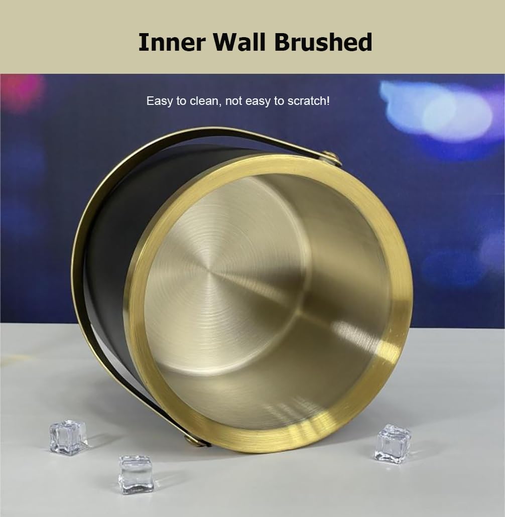 Cubo de hielo de acero inoxidable de doble pared de 1,4 x 2,3 l que mantiene el hielo congelado durante más tiempo. Contenedor de hielo con tapa hermética for bar, restaurante y hogar.(Oranje,1.4L)