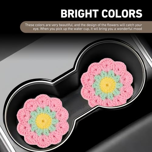 2 PCS Portavasos de Auto Estilo Bohemio en Algodón Rosa miniatura 4