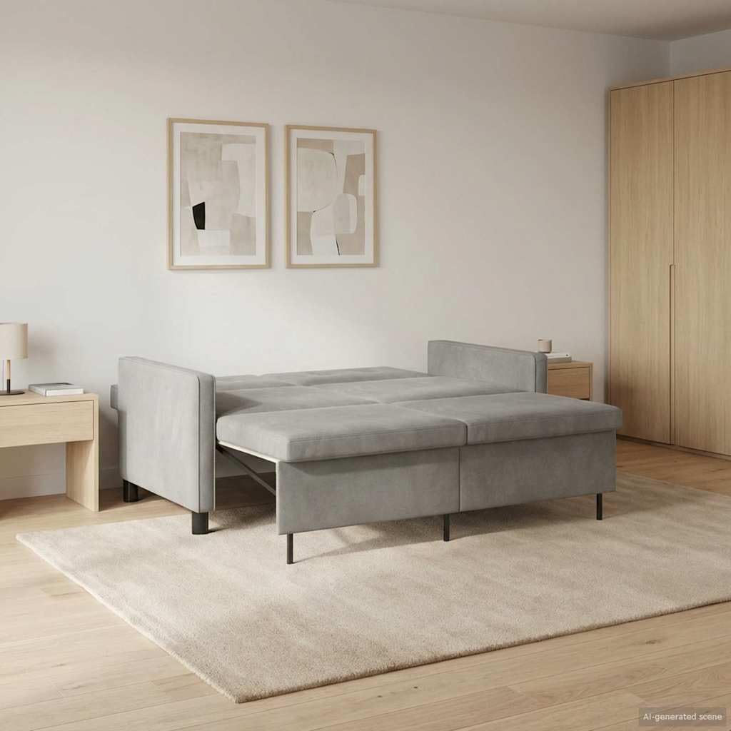 Schlafsofa hellgrün aus Stoff 154 cm
