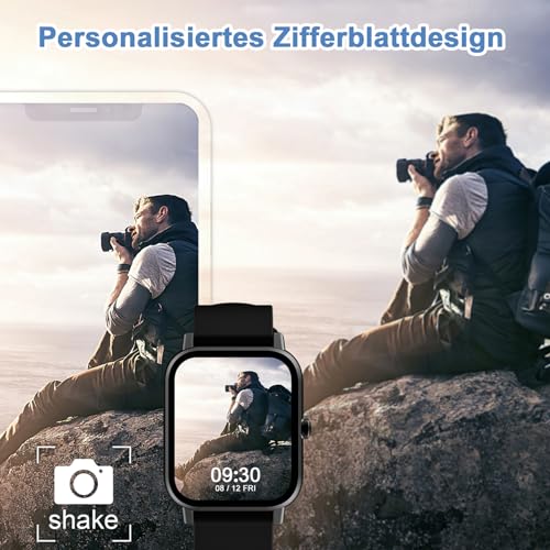Blackview Smartwatch R30 Herren Damen Fitnessuhr, 1,85'' Smart Watch, Armbanduhr mit Pulsmesser Schlafmonitor Musiksteuerung SpO2, Schrittzähler Uhr Sportuhr, Aktivitätstracker für Android iOS,Schwarz – Bild 4