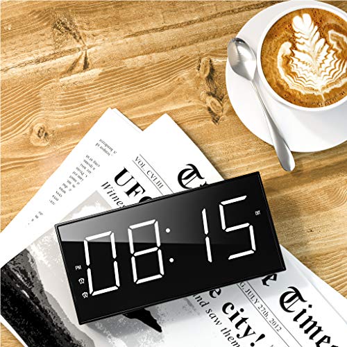 Alarm Clocks for Bedrooms LED Digital Clock Bedside Alarm Clock for Heavy Sleepers Dual Clock with USB Charger, Large White Digit Display, Big Easy Set Full Range Brightness Dimmer¡