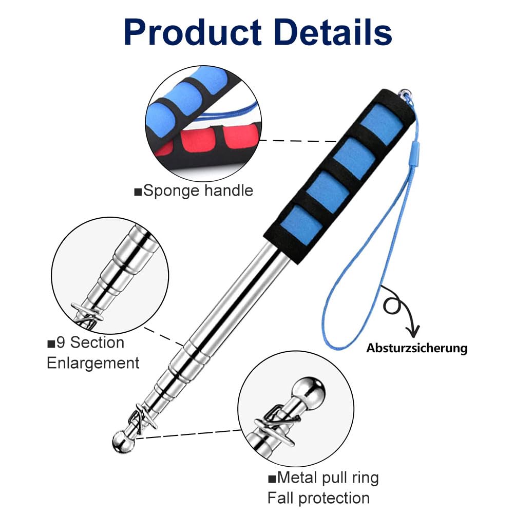 Asta Per Bandiera Asta Bandiera Telescopica VEVOR 762cm - Lega Alluminio Per Esterni Con 3 Modalità Kit Potatura A Batteria Con Asta Telescopica - Foto 7