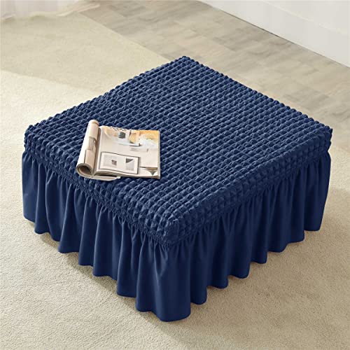 Vienlove 3D Bubble Lattice Rectangle Ottoman Slipcover Polyester Footstool Protector Covers With Skirt Stretch Stool Covers For Living Room And Bedroom #TOP1