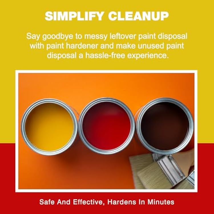 12 Pack Paint Hardener for Disposal - Fast Acting Solidifier for Disposal - Paint Drying Powder for Acrylic & Latex Paint with 12 Pcs 14 Inch Wooden Stir Sticks