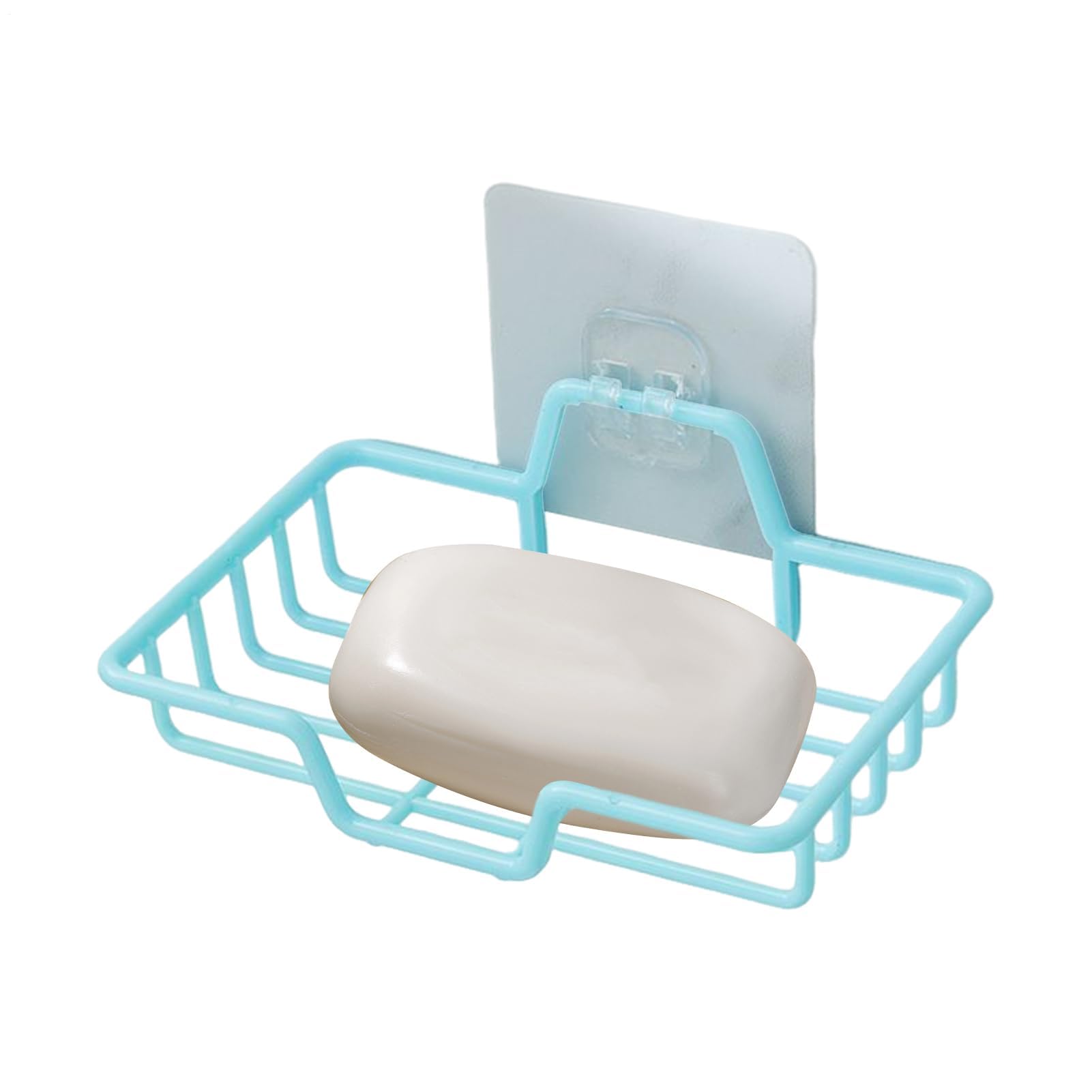 Porte-savon mural pour douche avec support de rangement adhésif blanc