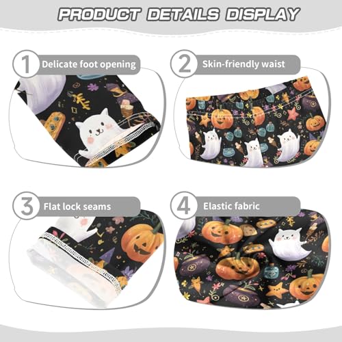 Girls' Athletic Leggings Ankle Length Yoga Dance Pants Kids Teen 4T Cute Little Ghost Pumpkin3