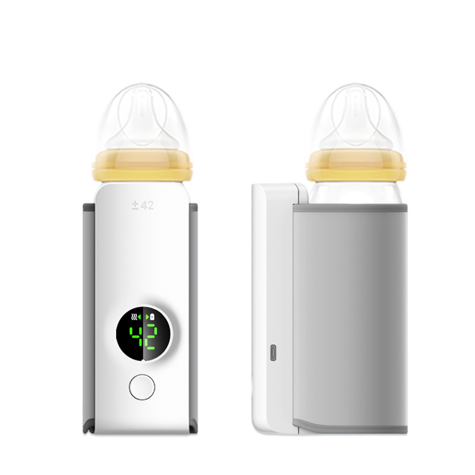 Tragbarer Flaschenwärmer für Reisen, Wiederaufladbarer Babyflaschenwärmer, Kabelloser Tragbarer Säuglingsmilchwärmer, 6000 MAh Batteriebetrieben, Temperatur-Digitalanzeige