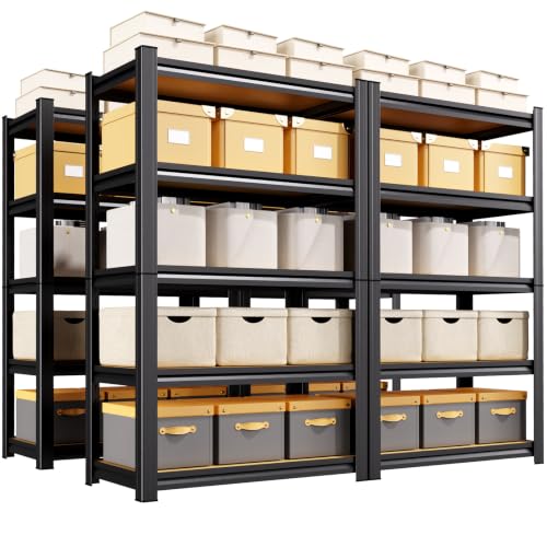 Image of 4-Pack 71 inch H-28 W-12 D Garage Shelving,Heavy Duty Metal Storage Shelves, 5 Tier Adjustable Shelf Units, Industrial Utility Shelving for Pantry, Basement, Warehouse & Home Organization