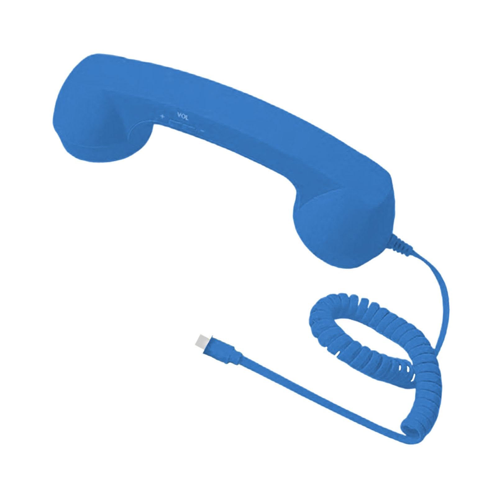 Retro Phone Handset Wired Type C Phone Receiver for Smartphones Tablets & Computers, Noise Reduction Call Handset, Volume Control, Blue-image-23