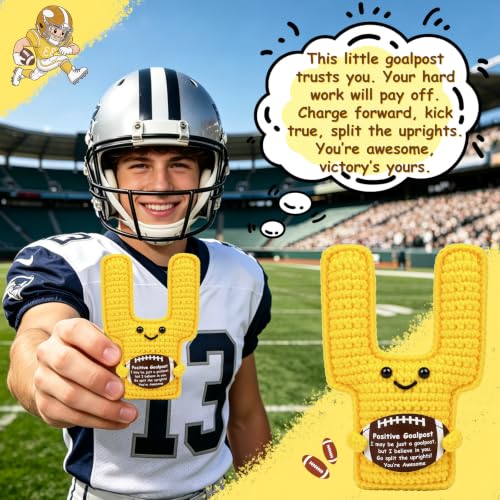 Eyourlife Thanksgiving Positive Goalpost Crochet Emotional Support Football Gift with Motivational Card for Dad Son Brother Teammate Coach, Funny Christmas Handmade Birthday Gifts Office Desk Decor - image 5