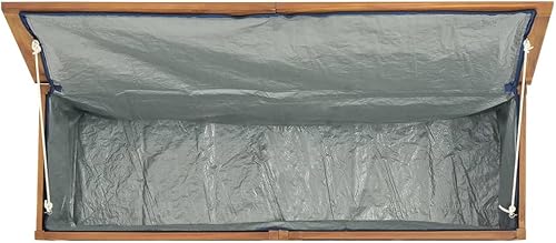 Miniatura 4 de Banco de almacenamiento de madera maciza para exteriores, caja de almacenamiento de madera maciza de teca para jardín, caja de almacenamiento para