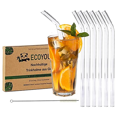 Con Fiori 6 Cannucce In Vetro Riutilizzabili - Set Aperol Con Spazzola