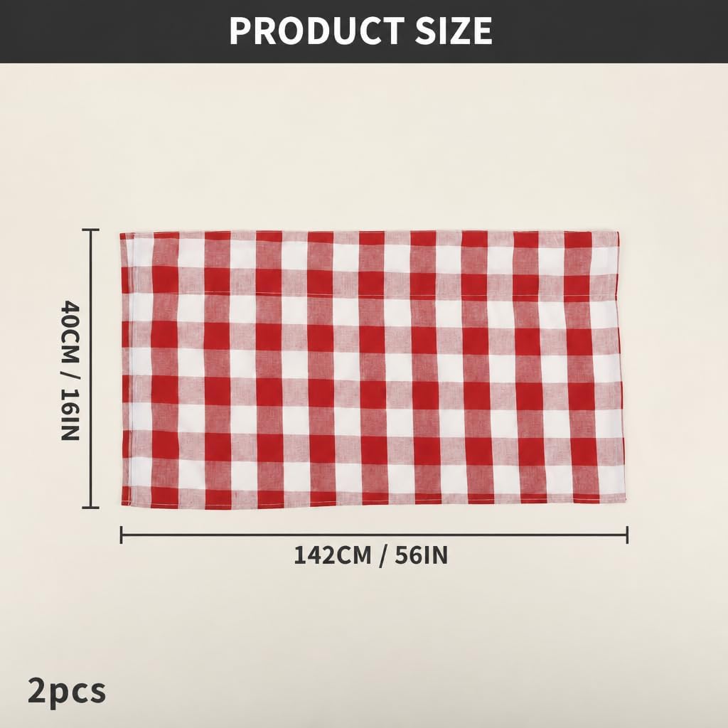 Jeffbaubl 2 Pack Buffalo Plaid Curtains,Buffalo Check Valance,Red and White