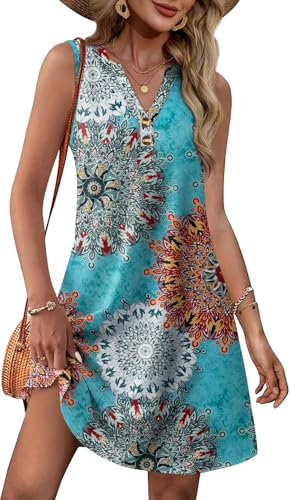 Image of XIEERDUO Summer Dresses for Women 2026 Beach Vacation Clothes V Neck Button Sundresses with Pockets