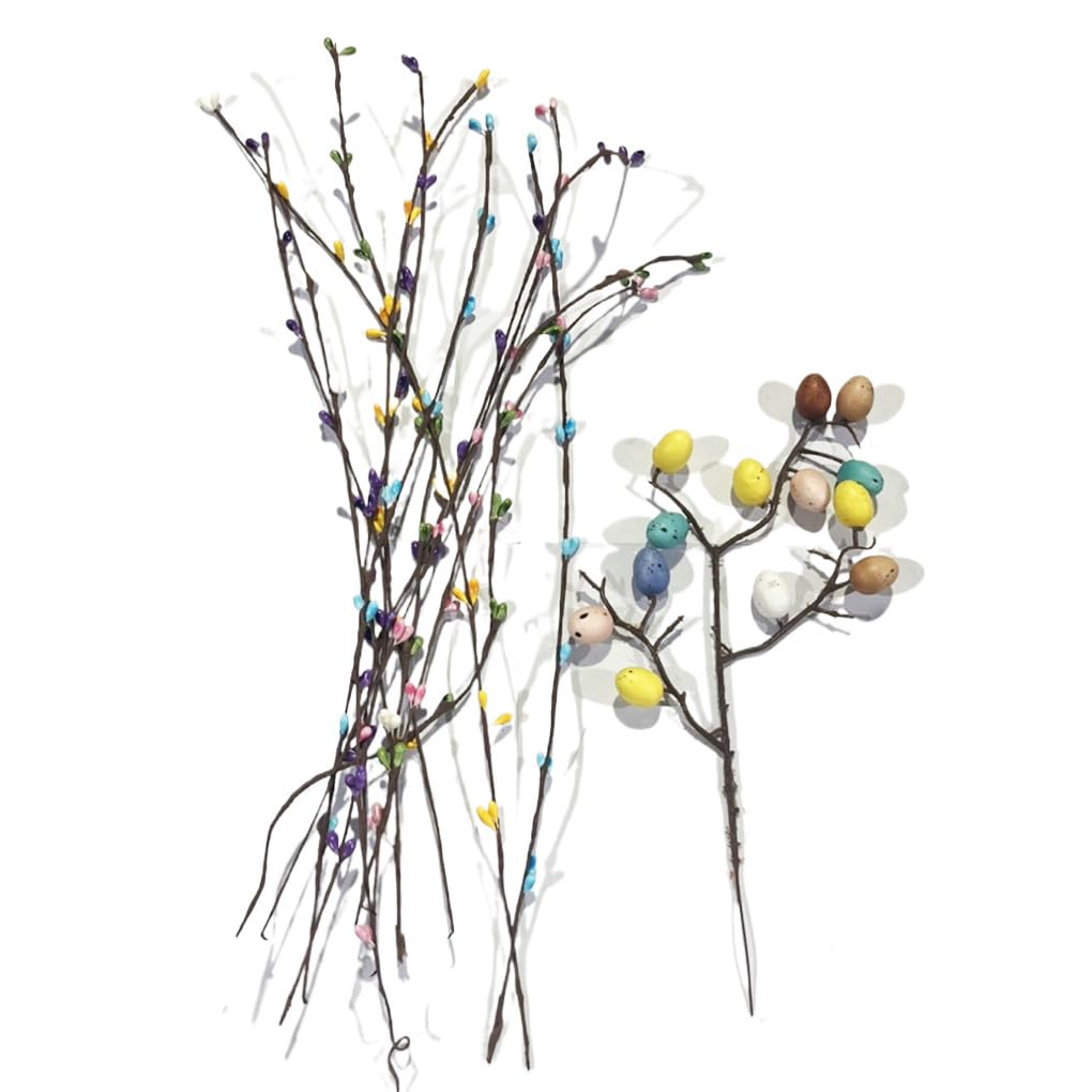 KIXZSAZ Easter Egg Flower Branches For DIY Bouquets And Decorations Spring Simulation Forberry Easter Eggs ABS Party Home