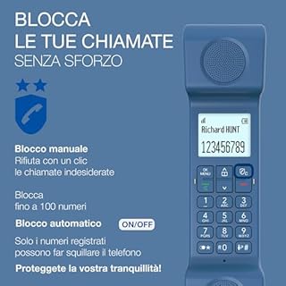 ALCATEL ePure Iconic -Telefono fisso cordless DECT - Design vintage - Grande display grafico ad alta leggibilità - Vivavoce - Funzione blocco chiamate - Blu