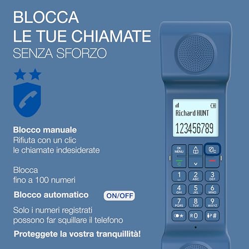 Alcatel ePure Iconic Blu - Telefono cordless DECT di design, facile da usare, blocco delle chiamate indesiderate, vivavoce - 4
