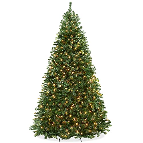 Casafield 9FT Realistic Pre-Lit Green Spruce Artificial Holiday Christmas Tree with Sturdy Metal...