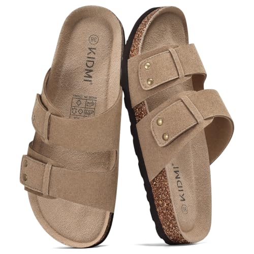 Image of KIDMI Women's Cork Footbed Casual Summer Sandals with Mild Arch Support