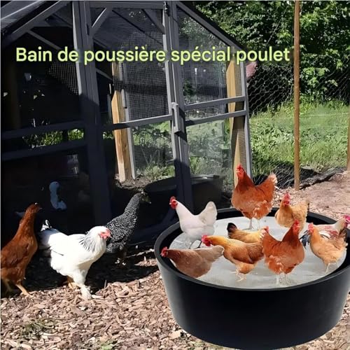 Bain de poussière pliable pour poulets : bac sans fond ajustable 64 cm pour basse-cour - 3
