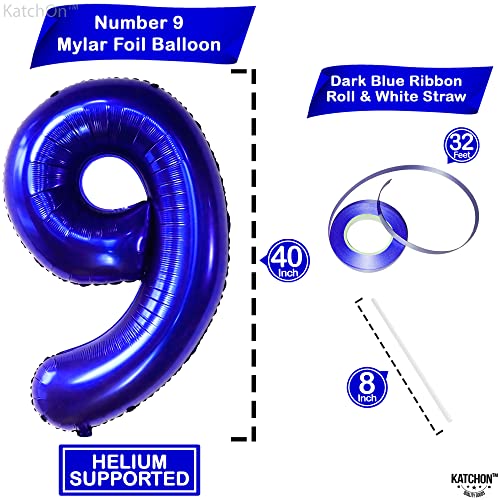 Image of KatchOn Royal Blue Number 9 Balloon 40 Inch, Foil 9 Birthday Balloon