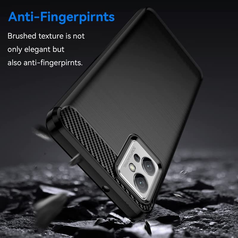 Image of NPRC Hybrid Ultra Slim Protective Case TPU Non-Slip Carbon Fiber Texture Shockproof Case Cover for Moto G32 - Black
