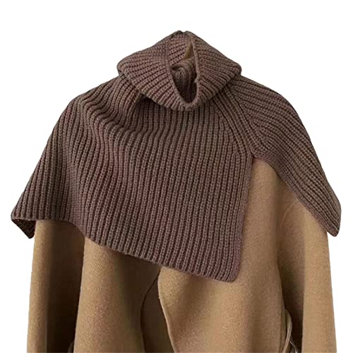 Womens Turtleneck Poncho Cloak Short Style Asymmetric Knitted Solid Color Slit Wrap Shawl Scarf2