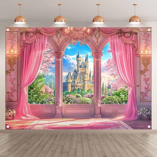 Telón Fotográfico Rosa 7x5ft Fondo Castillo Floral miniatura 2