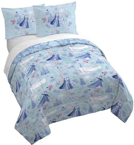 Jay Franco Kids Duvet Cover Set with Sham & Pillowcase Ultra-Soft Bedding for Room Decor Cover ONLY Comforter NOT Included Blue - Frozen 3 Piece Full