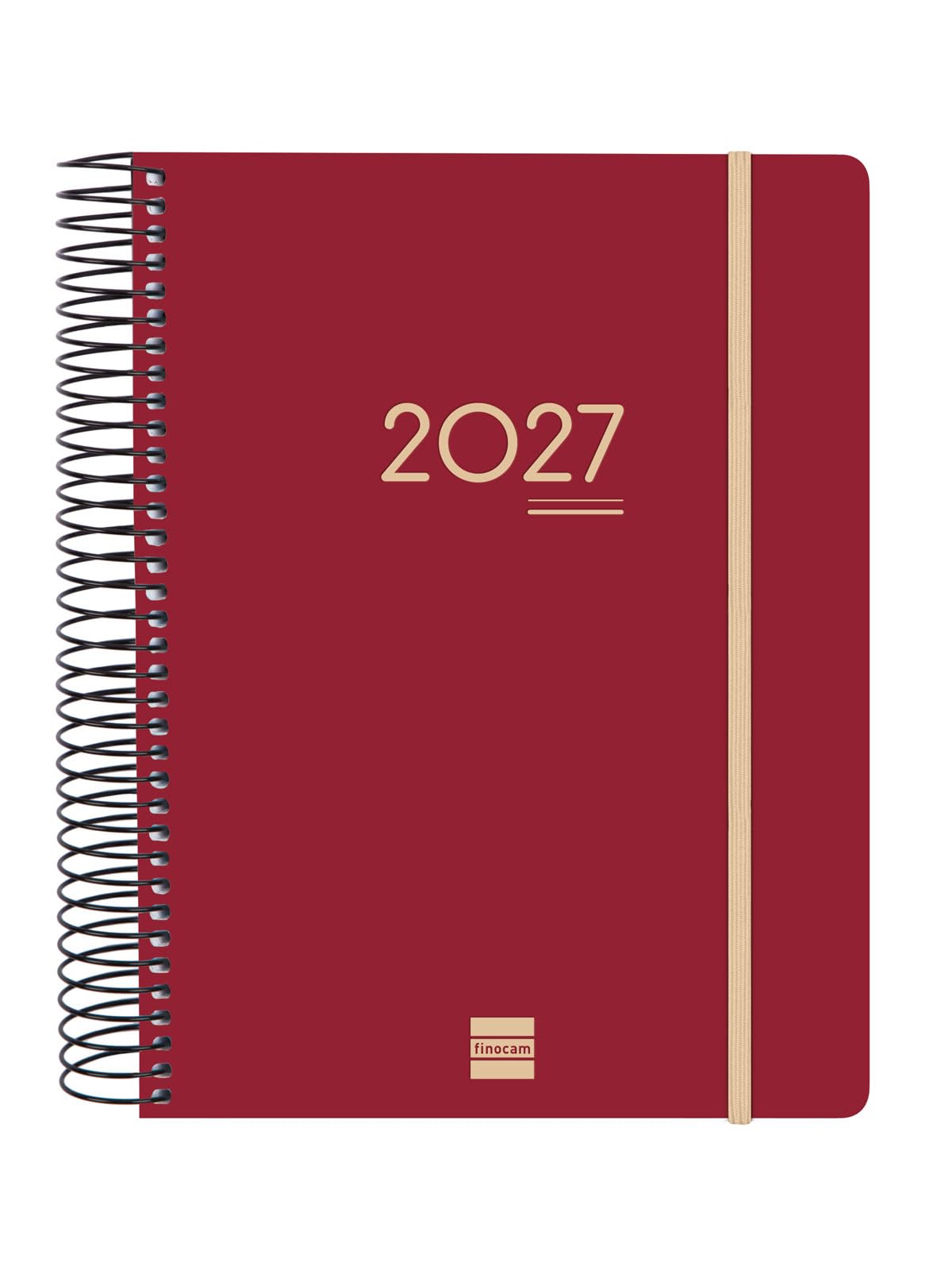 Finocam Ikon Daily Planner 16-Month | 1 Day per Page · September 2026 to December 2027 | Burgundy · International - Day-to-Page Diary