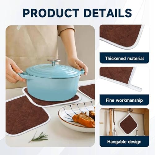 4 PCS Pot Holder, Pot Holders Heat Resistant Cotton Oven Cloth Hot Pads Potholders for Kitchen, Camping, BBQ & Microwave (Red) - Cosy Home Interiors 4 PCS Pot Holder, Pot Holders Heat Resistant Cotton Oven Cloth Hot Pads Potholders for Kitchen, Camping, BBQ & Microwave (Red) - Image 3