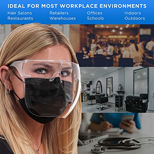 Salon World Safety (Pack Of 3 Protective Face Shield Full Cover Visor Glasses With Frames - Ultra Clear Reusable Plastic Goggles, Anti-Fog - Eye Nose Mouth Personal Protection, Sanitary Droplet Guard #TOP5