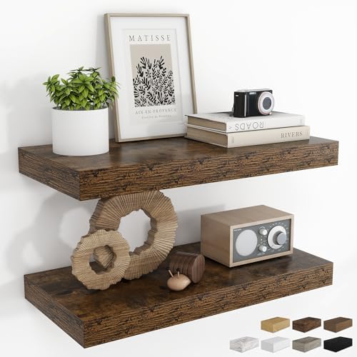 RICHFOCUS Bathroom Floating Shelves for Wall 2Pack|Rustic Brown|20" L