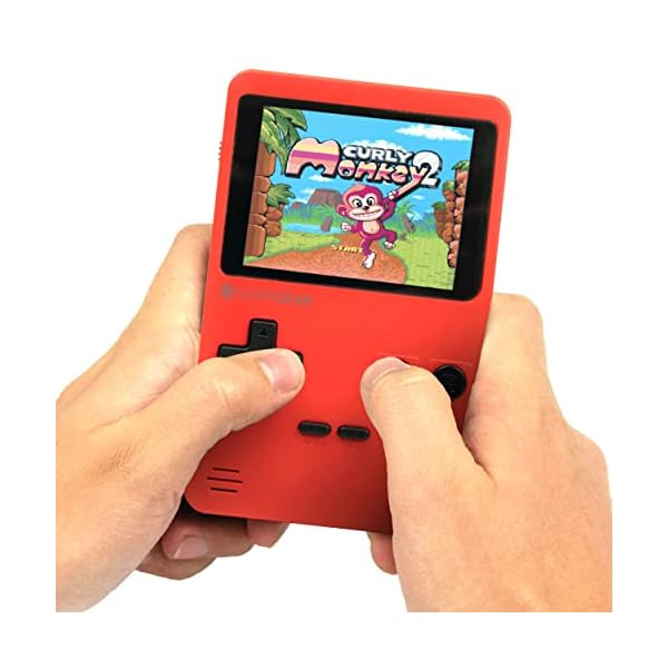 Silvergear® Mini Retro Arcade Spelcomputer – 240 Klassieke Spellen l Analoge Pocket Console Retro l Handheld, Classic Game Console l Draagbare Video Games l Sinterklaas & Kerst Cadeau | Rood