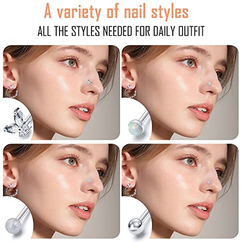 Prjndjw 20G Nose Rings Studs Surgical Steel Nose Studs Glow Dark Heart Opal Cz Flower Nose Piercing Jewelry Nose Rings For Women Straight Bend L Shaped Nose Rings 30Pcs 6.5Mm Nose Piercing Kit Purpke #TOP3