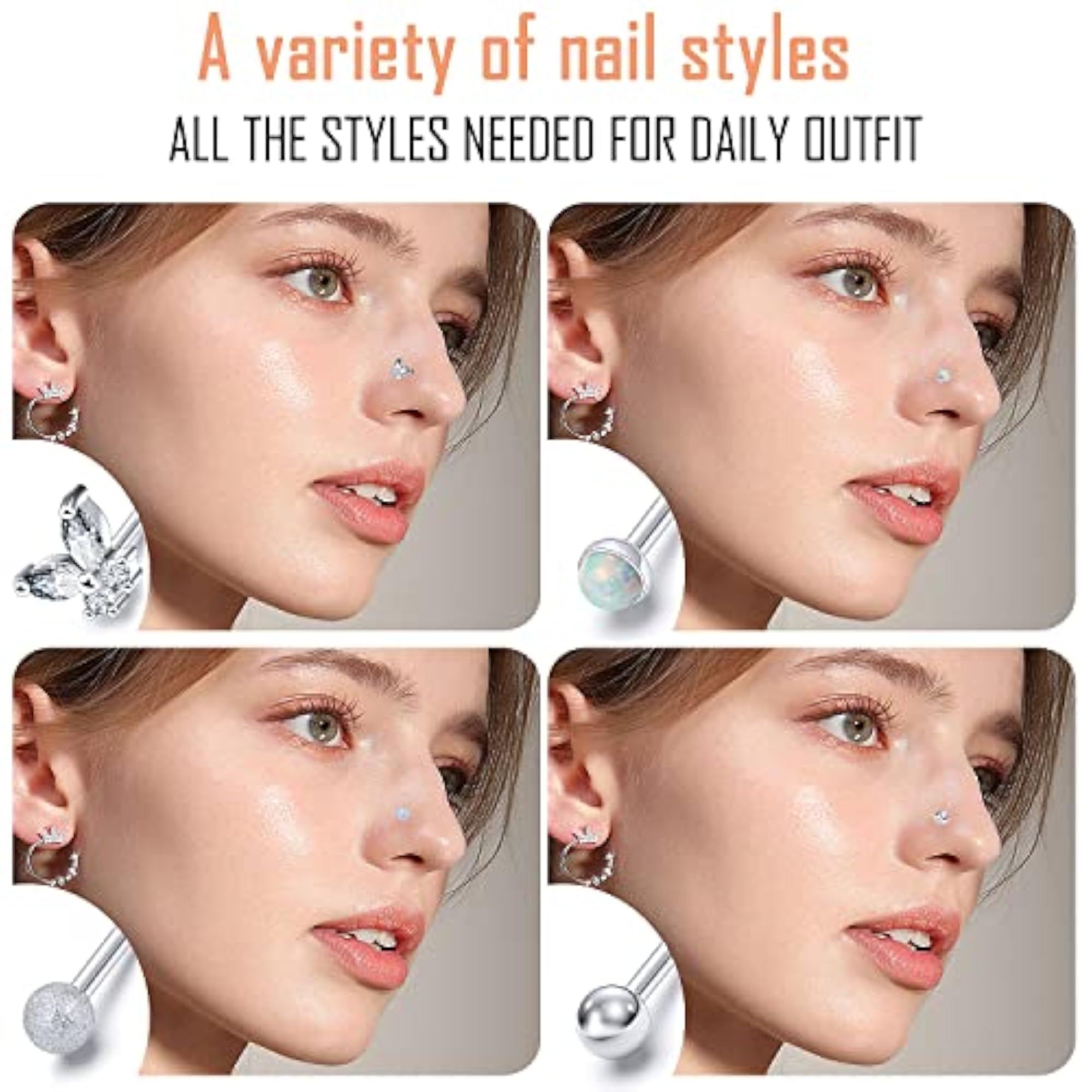 28Pcs Glow in The Dark Nose Rings Set