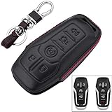 RoyalFox Genuine 4 5 Buttons Leather Key Fob case Cover for Ford Mustang Explorer Taurus F-150...