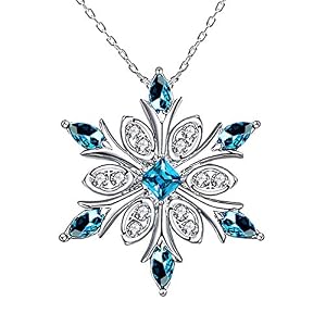 Women’s 925 Sterling Silver Blue Crystals Snowflake Pendant Fashion Necklace Collarbone Chain