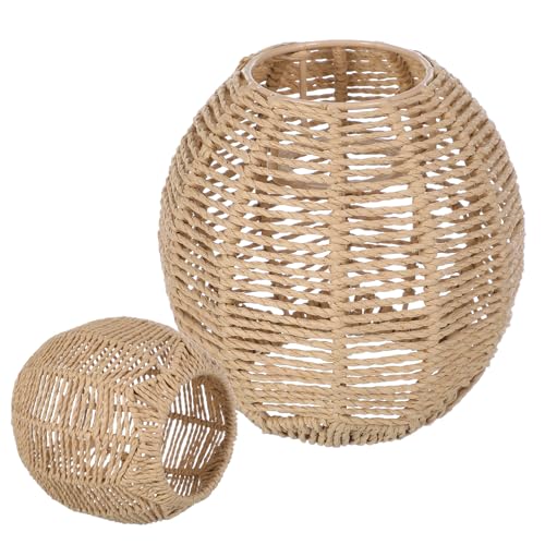 ifundom Pantalla Vintage de Lámpara Colgante de Ratán Tejida a Mano para Iluminación Interior, Tamaño 5.90X5.90X5.51 Pulgadas, Adecuada para Sala y Dormitorio, Uso Práctico